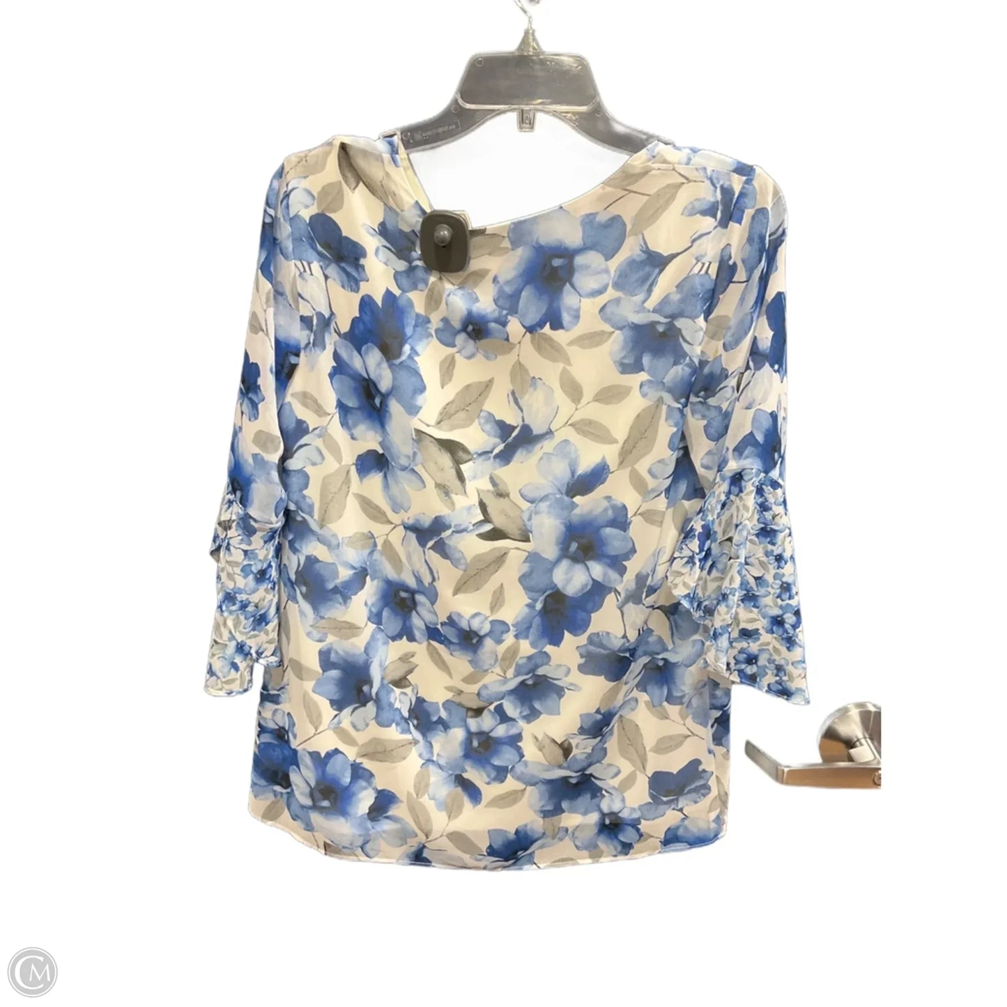 Top 2pc 3/4 Sleeve By Calvin Klein In Blue & White, Size: S