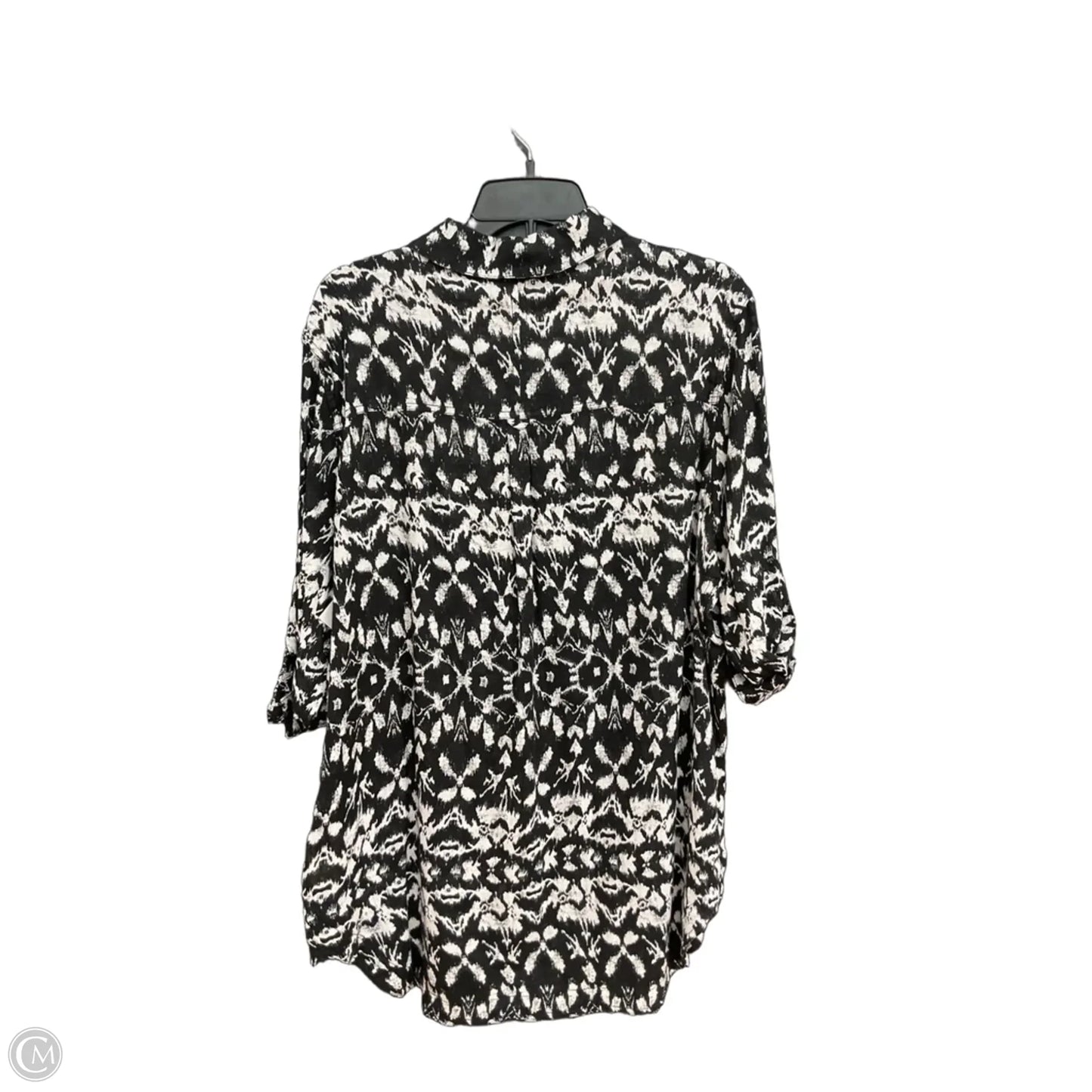 Blouse 3/4 Sleeve By West Bound In Black & White, Size: Xl