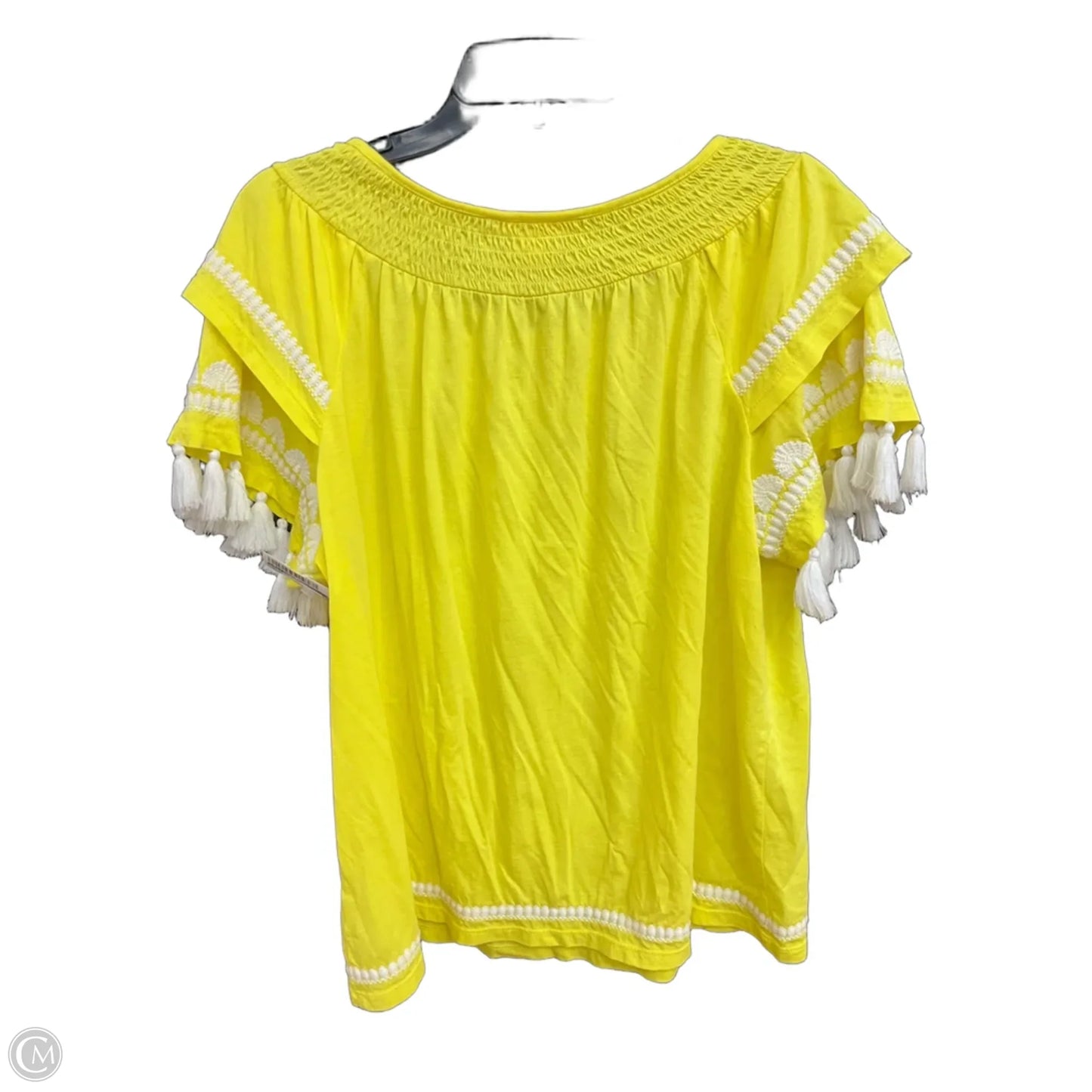 Top Short Sleeve Designer By Lilly Pulitzer In Yellow, Size: L