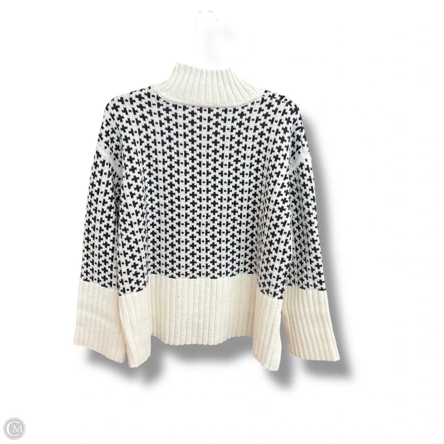 Sweater By Free Assembly In Black & White, Size: L