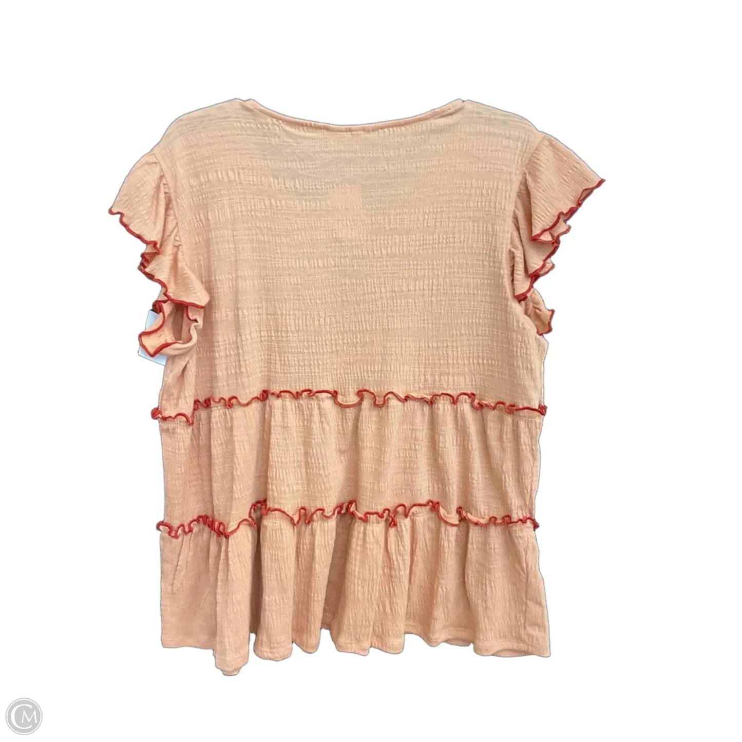 Top Short Sleeve By Cato In Peach, Size: Xl