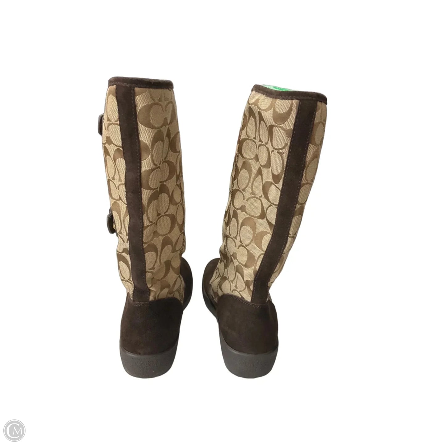 Boots Designer By Coach In Brown & Cream, Size: 9