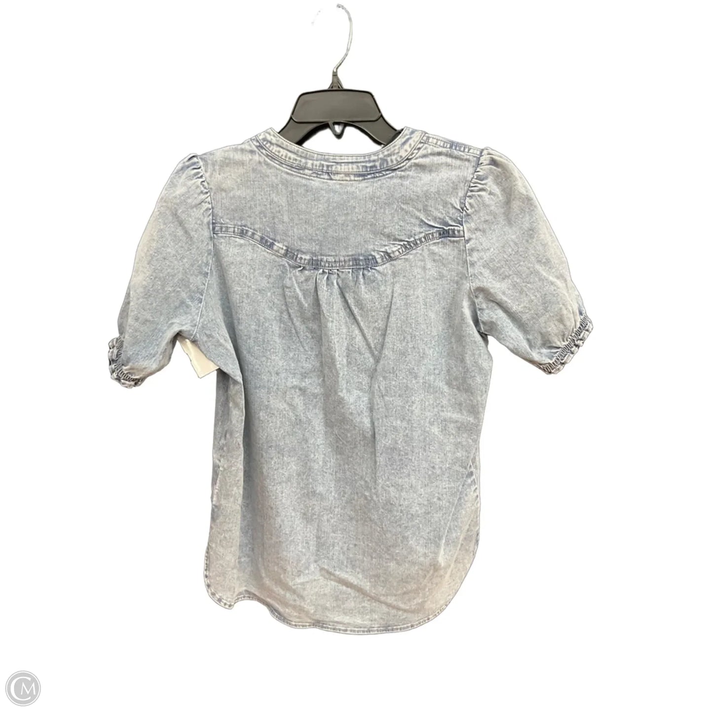 Top Short Sleeve By Cmb In Blue Denim, Size: S