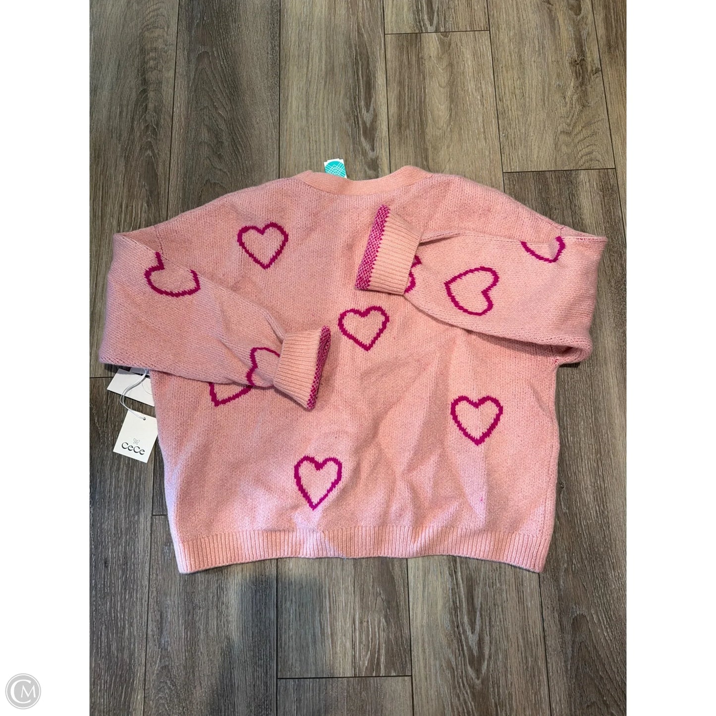 Sweater Cardigan By Cece In Pink, Size: L