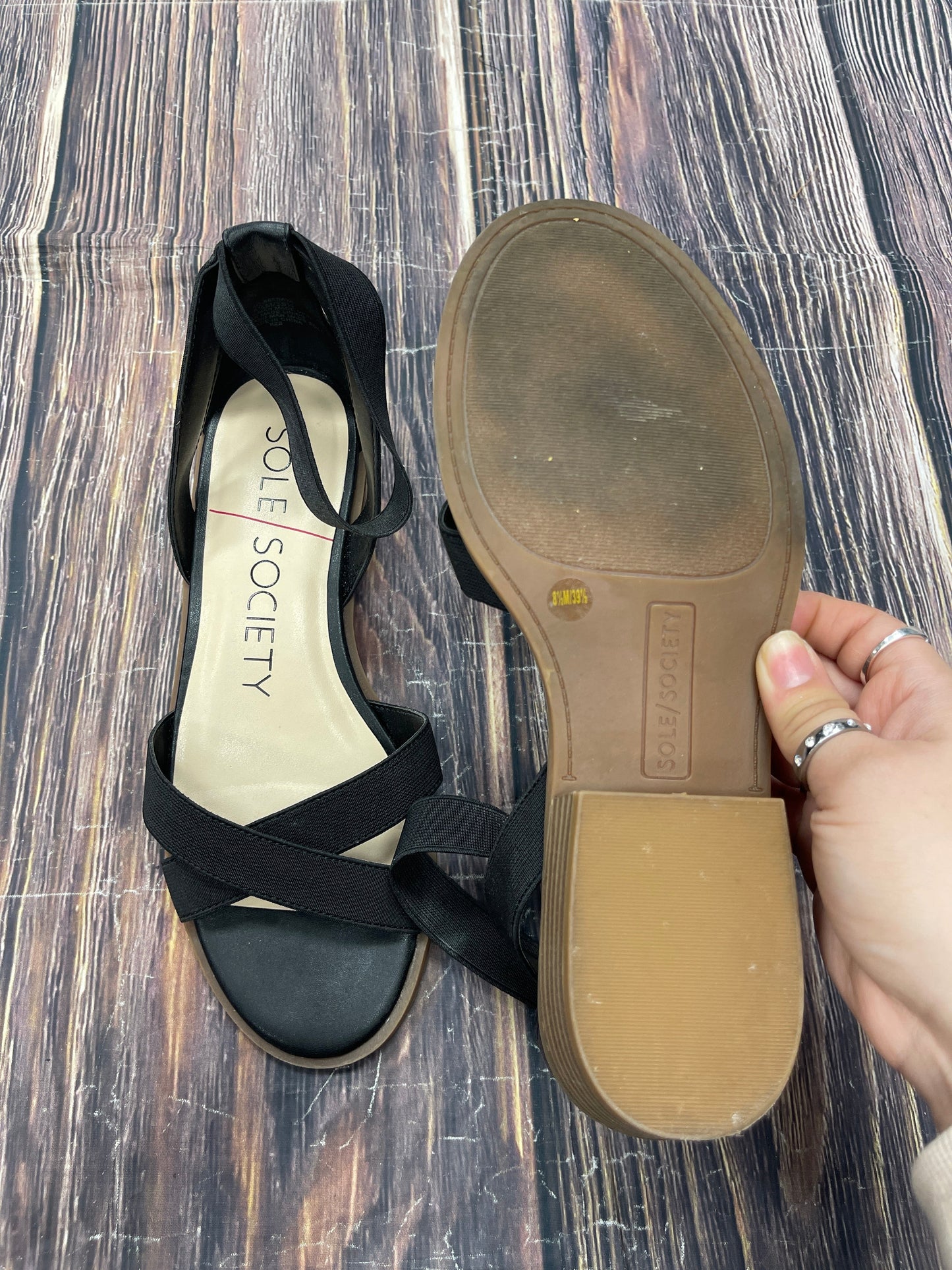 Sandals Heels Block By Sole Society In Black, Size: 8.5