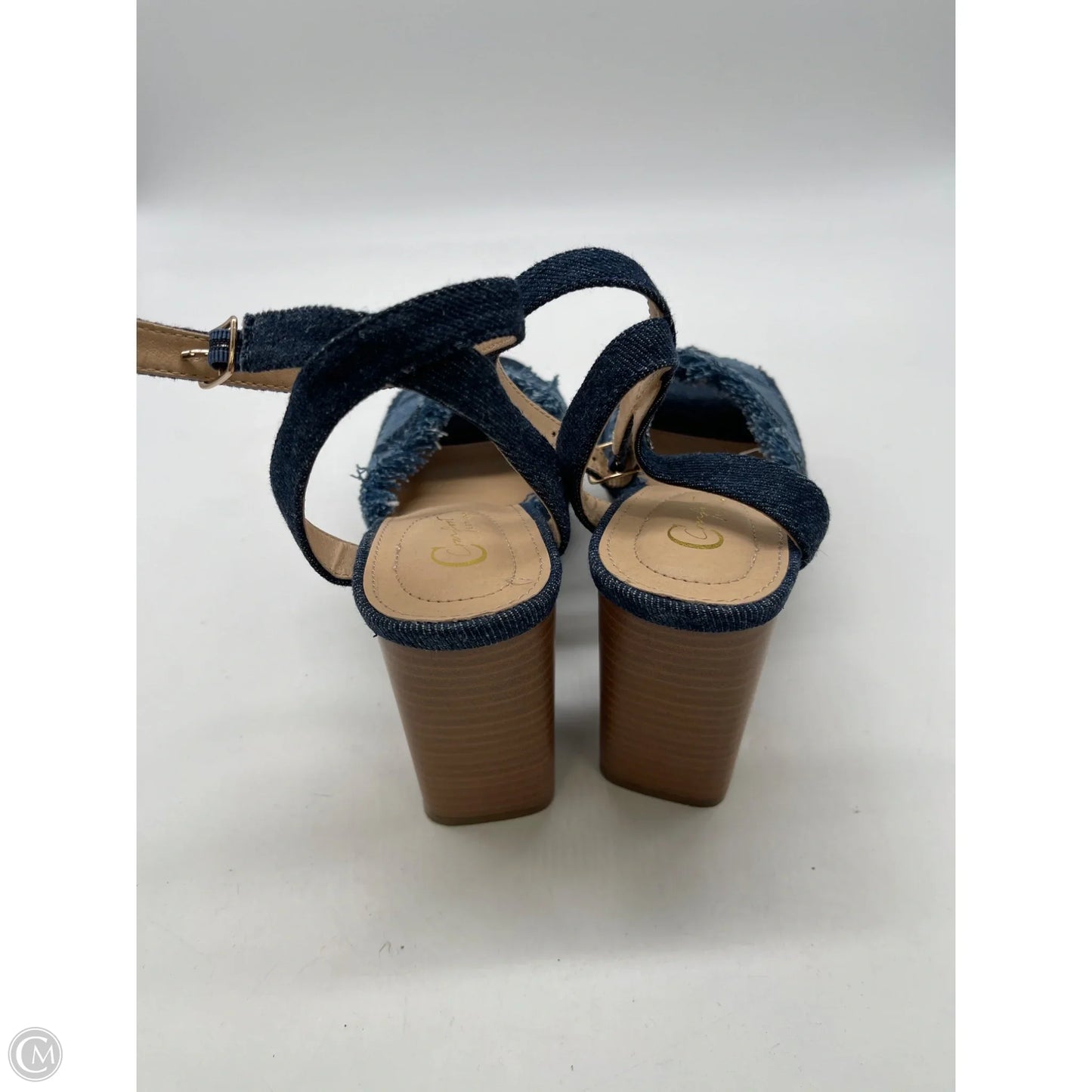 Sandals Heels Block By Cato In Blue Denim, Size: 7