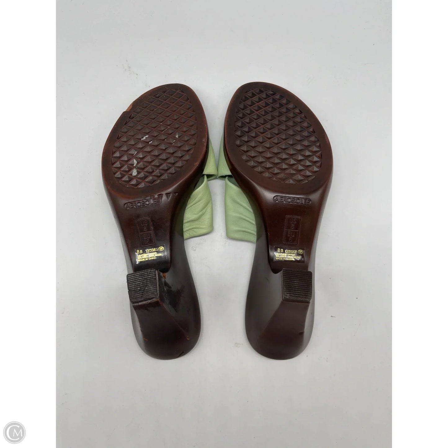 Sandals Heels Block By Aerosoles In Green, Size: 8