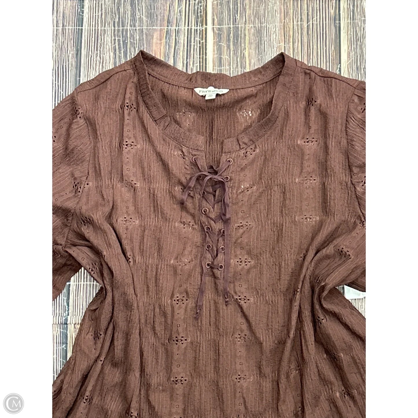 Top Long Sleeve By Frye And Co In Brown, Size: 3x