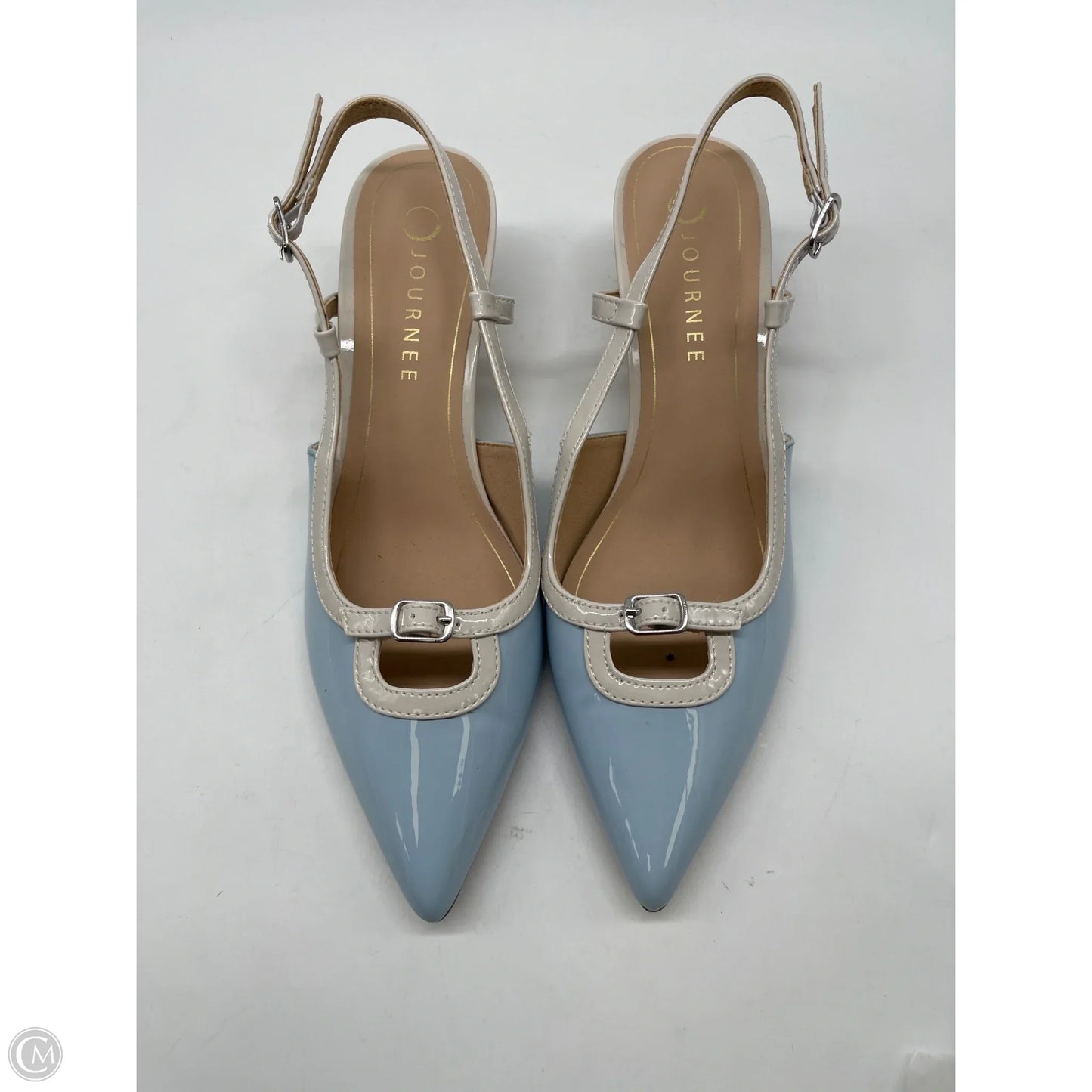 Shoes Heels Kitten By Journee In Blue & Cream, Size: 9