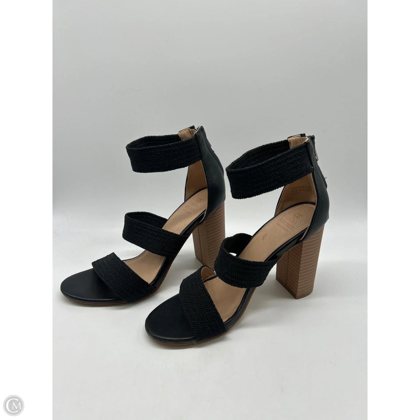 Sandals Heels Block By Oasis Society In Black, Size: 8.5