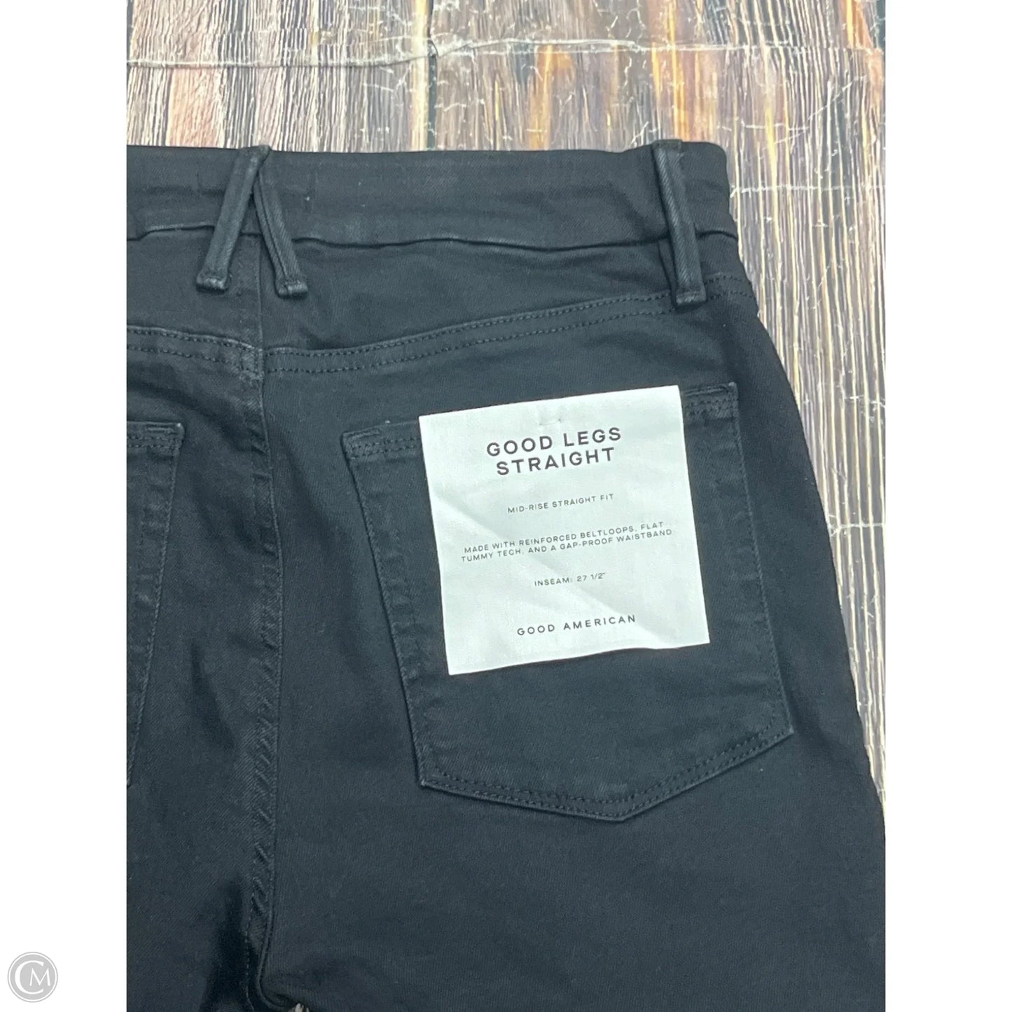 Jeans Straight By Good American In Black Denim, Size: L