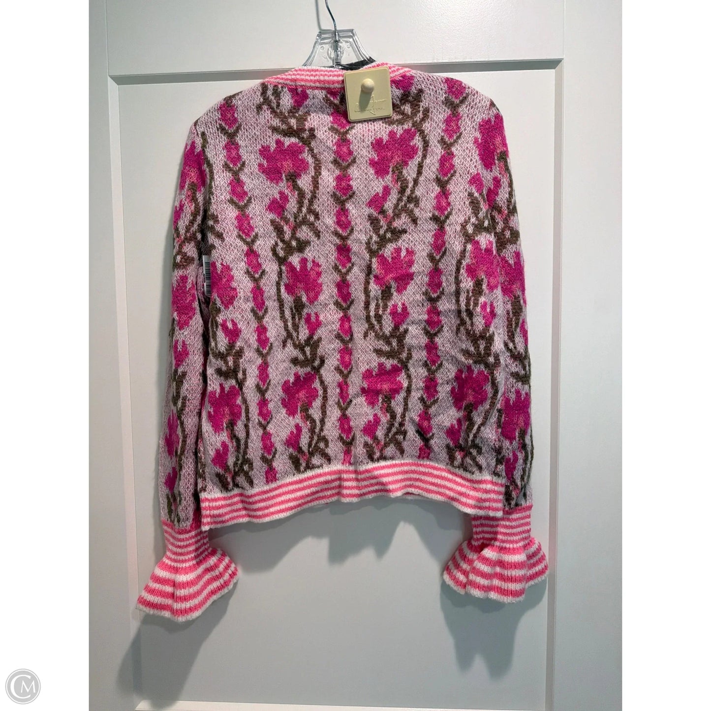 Sweater Cardigan By Impressions In Pink, Size: S