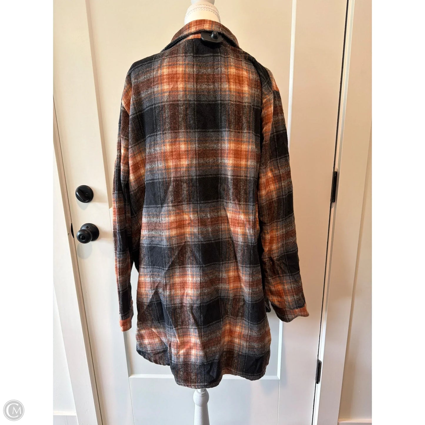 Jacket Shirt By Adora In Black & Orange, Size: 3x