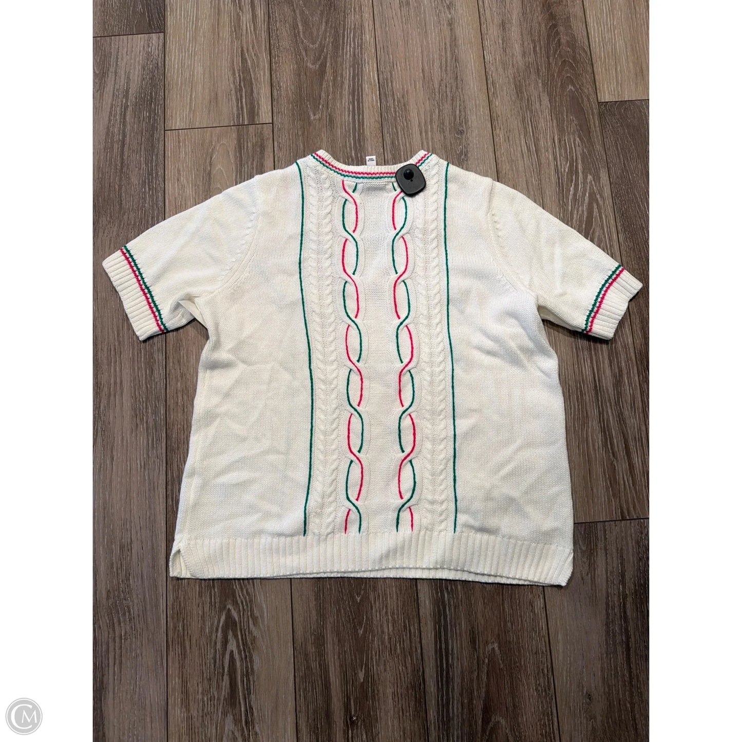 Sweater Short Sleeve By Isaac Mizrahi Live Qvc In White, Size: L