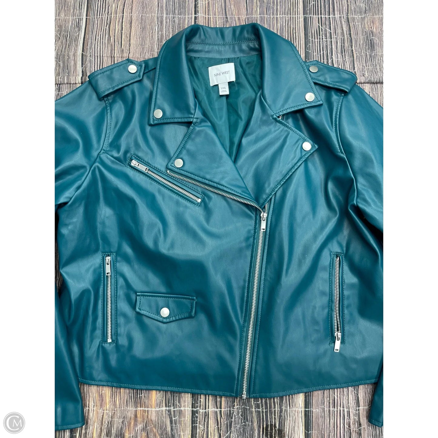 Jacket Moto By Nine West In Green, Size: 1x