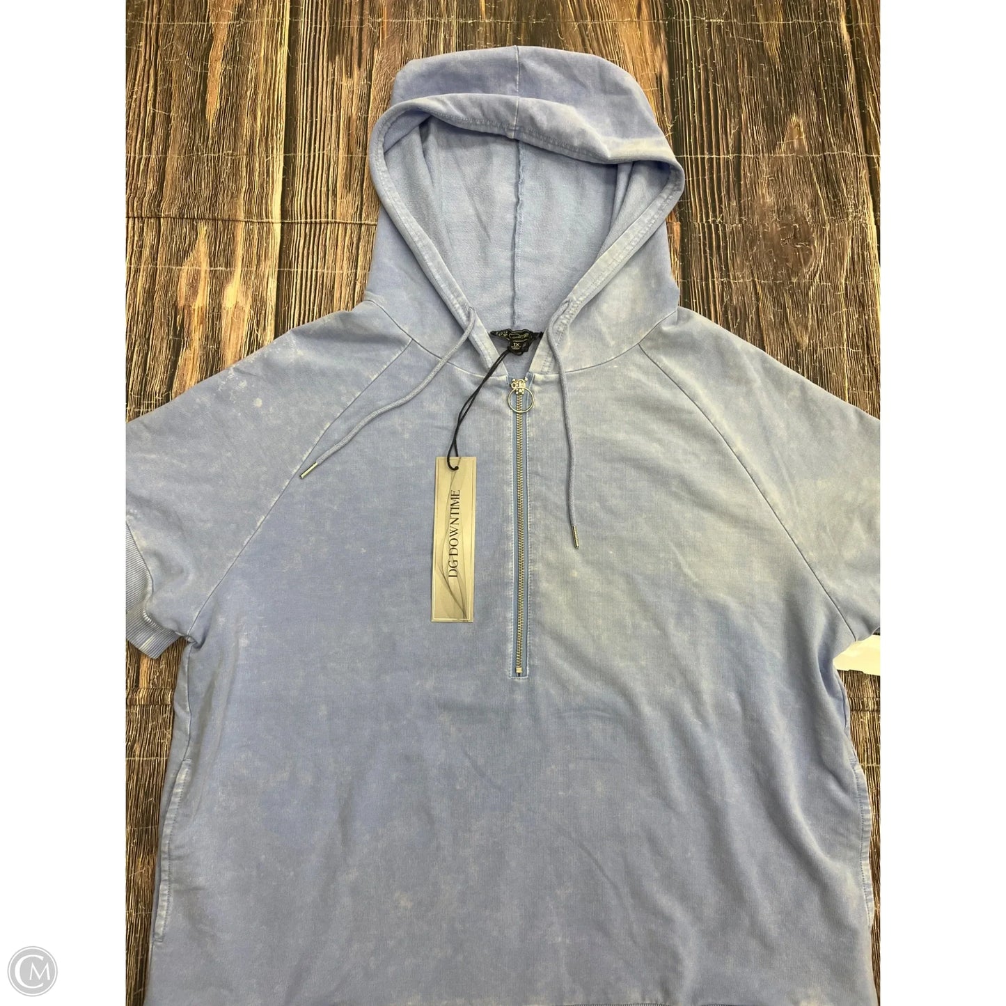 Top Short Sleeve By Diane Gilman In Blue, Size: 1x