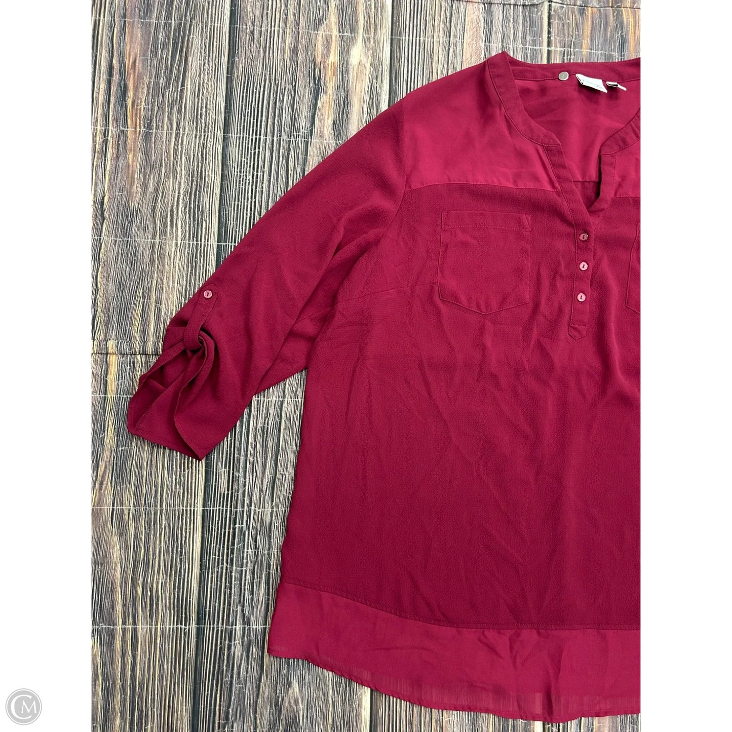 Top Long Sleeve By Kim Rogers In Red, Size: 3x