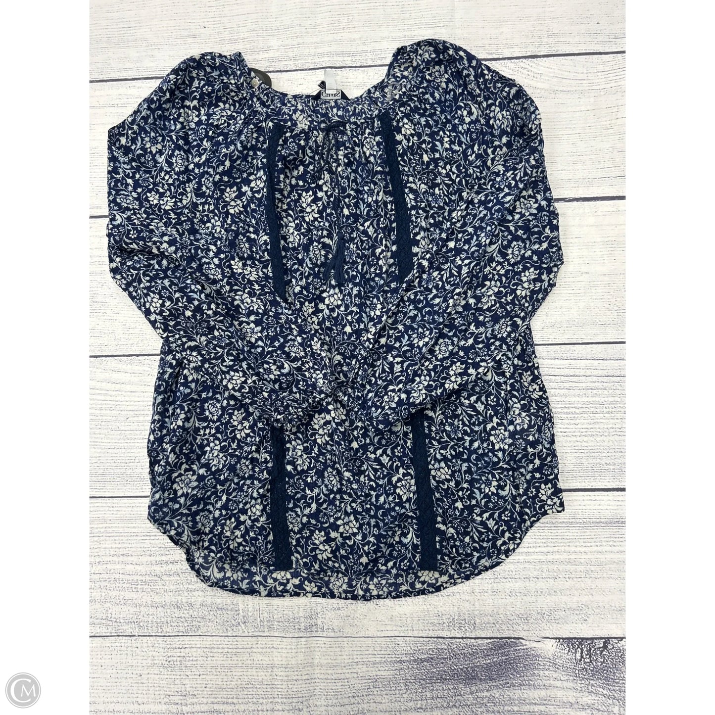 Top Long Sleeve By Chaps In Blue, Size: L