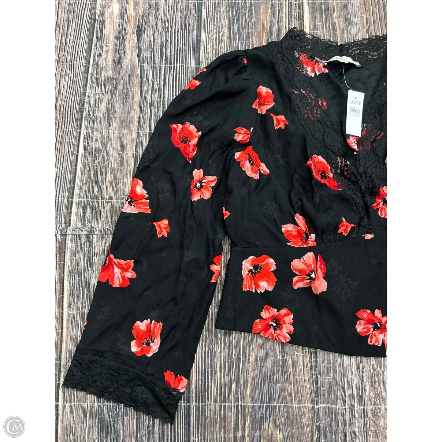 Top Long Sleeve By Loft In Black, Size: L