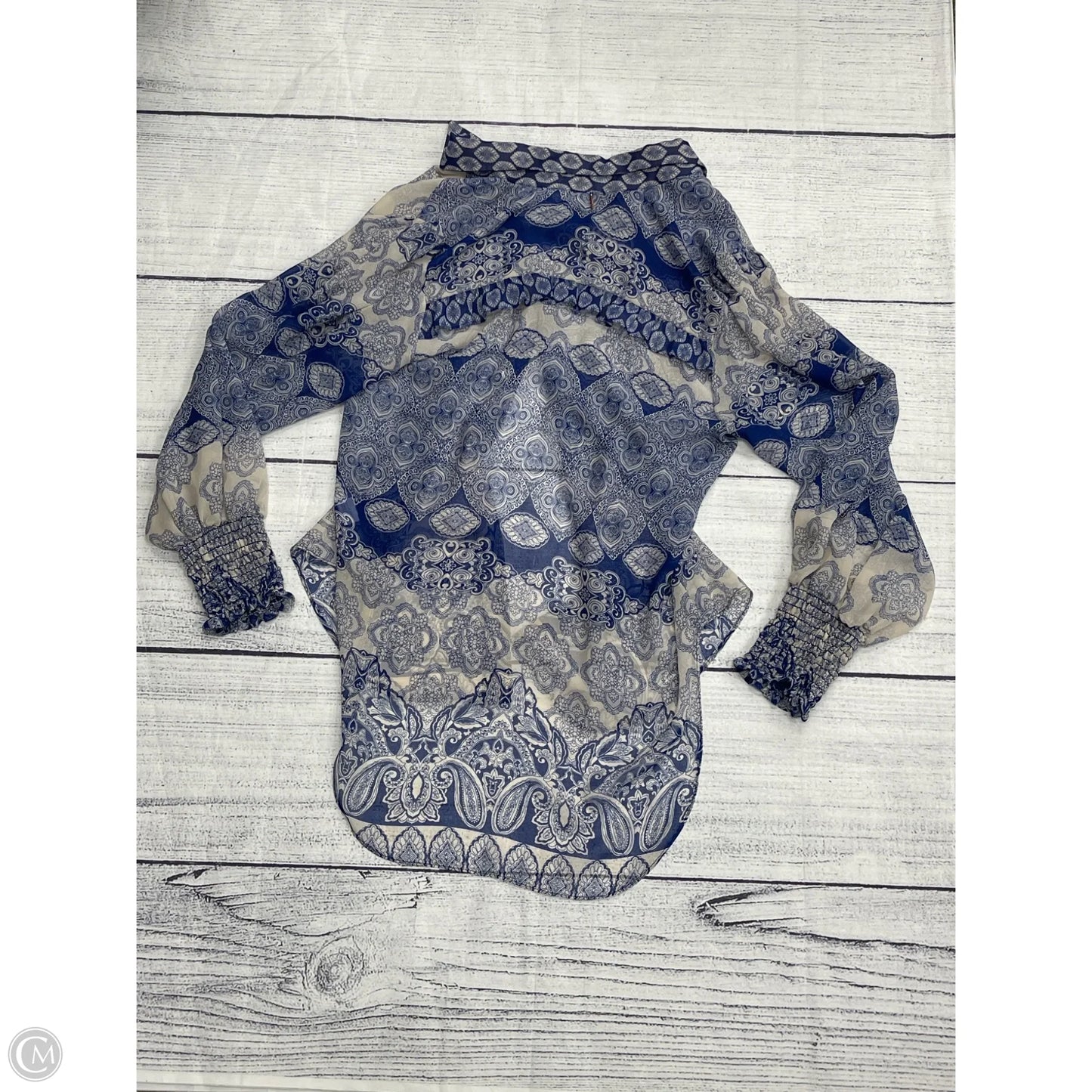 Top Long Sleeve Designer By Misa In Blue, Size: S