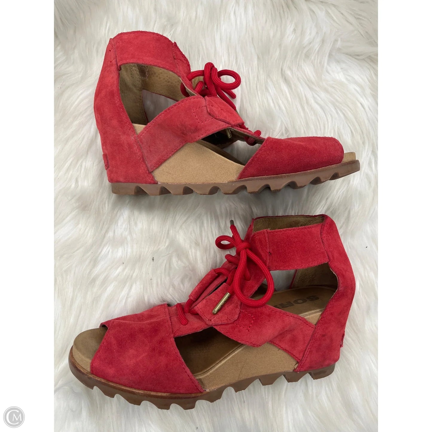 Sandals Heels Wedge By Sorel In Red, Size: 11