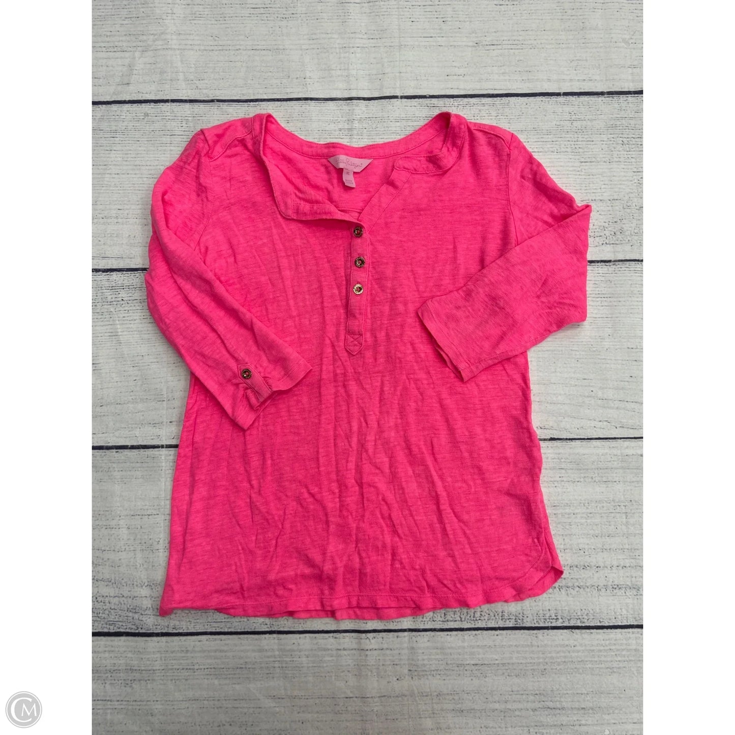 Top 3/4 Sleeve Designer By Lilly Pulitzer In Pink, Size: Xs