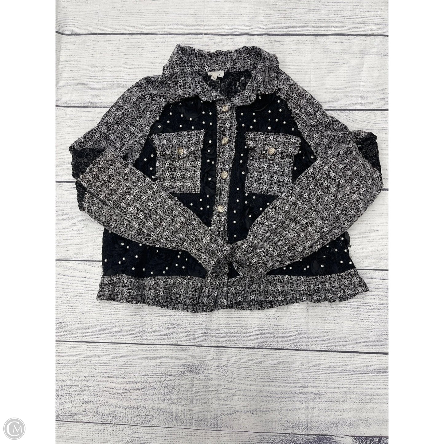 Top Long Sleeve By Pol In Black, Size: L