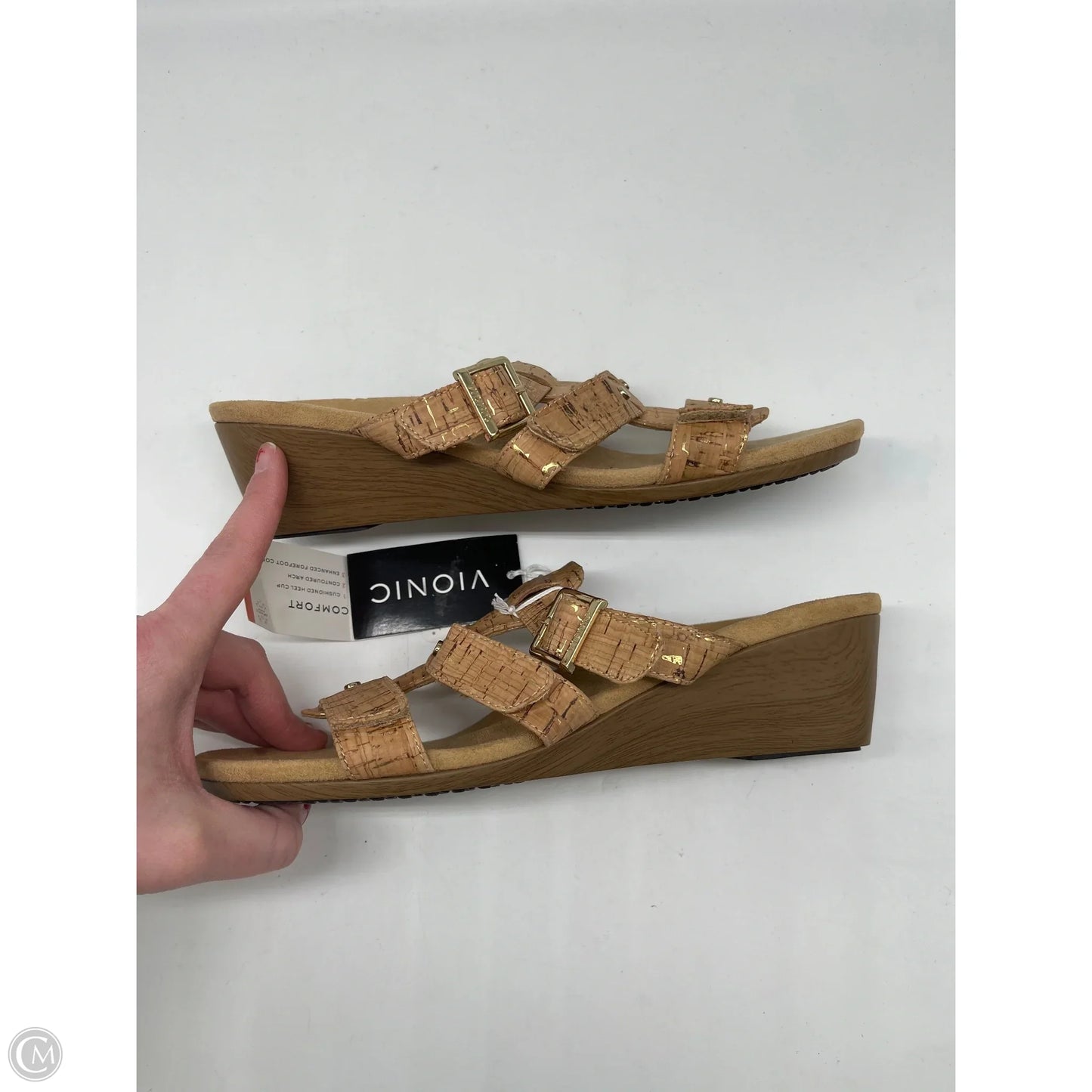 Sandals Heels Wedge By Vionic In Tan, Size: 9