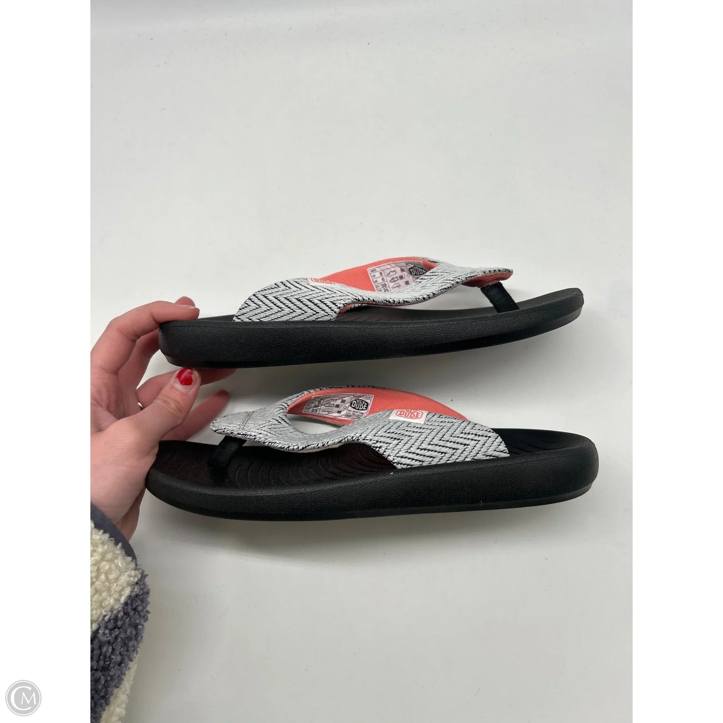 Sandals Flip Flops By Hey Dude In White, Size: 8