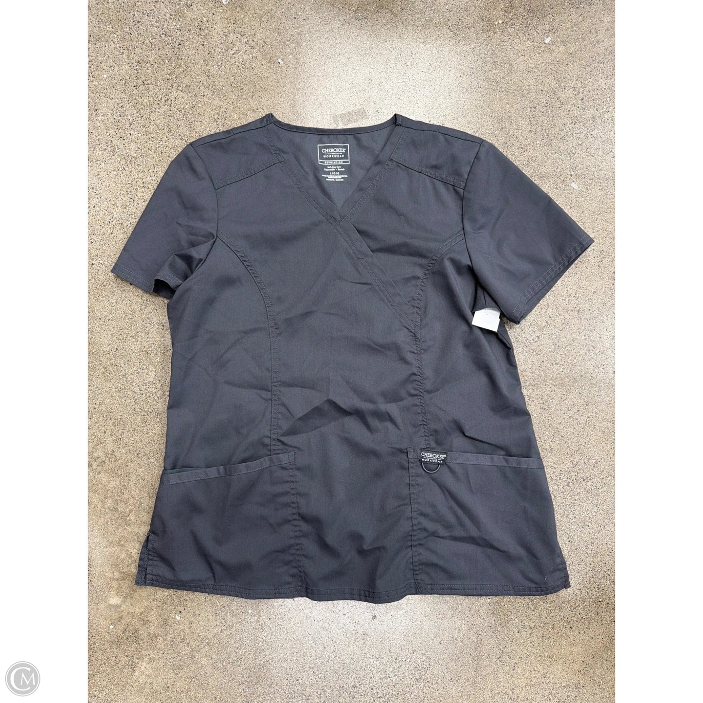 Top Short Sleeve By Cherokee In Grey, Size: L