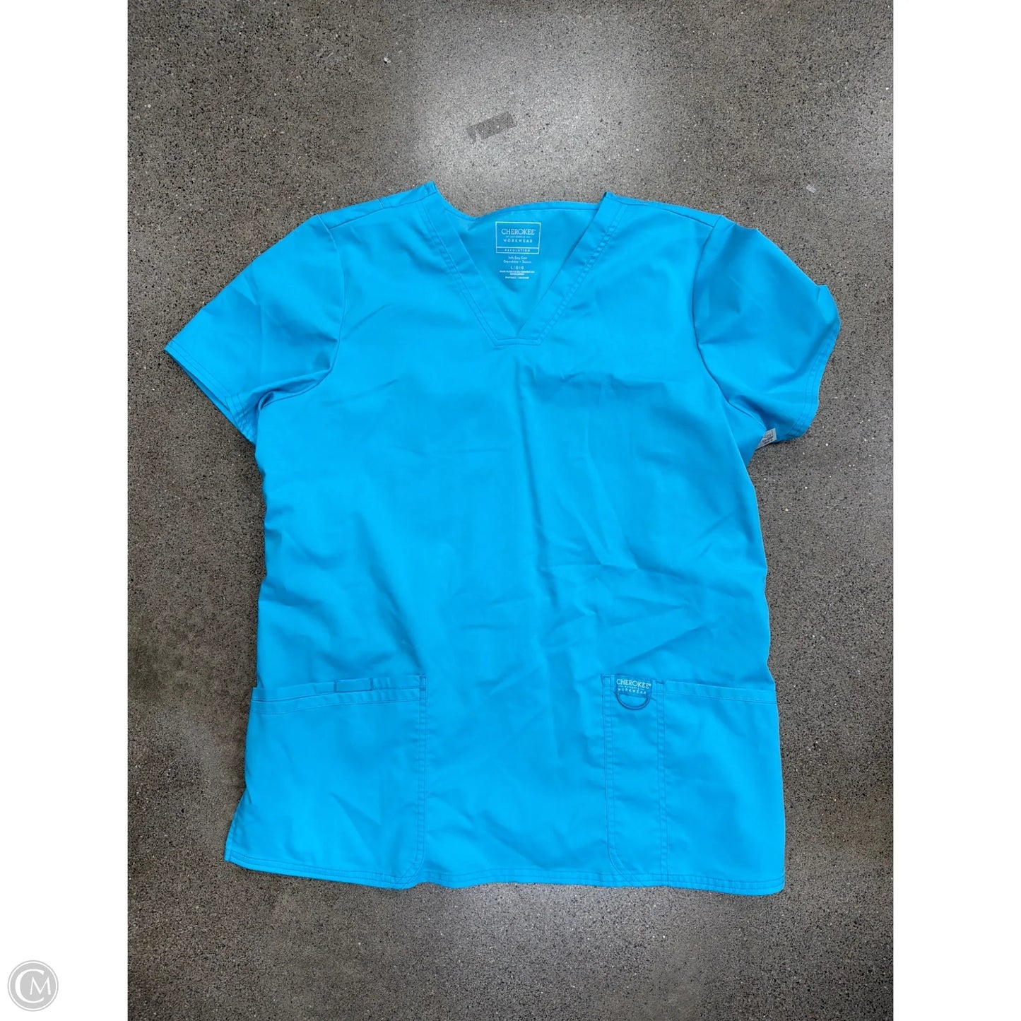 Top Short Sleeve By Cherokee In Blue, Size: L