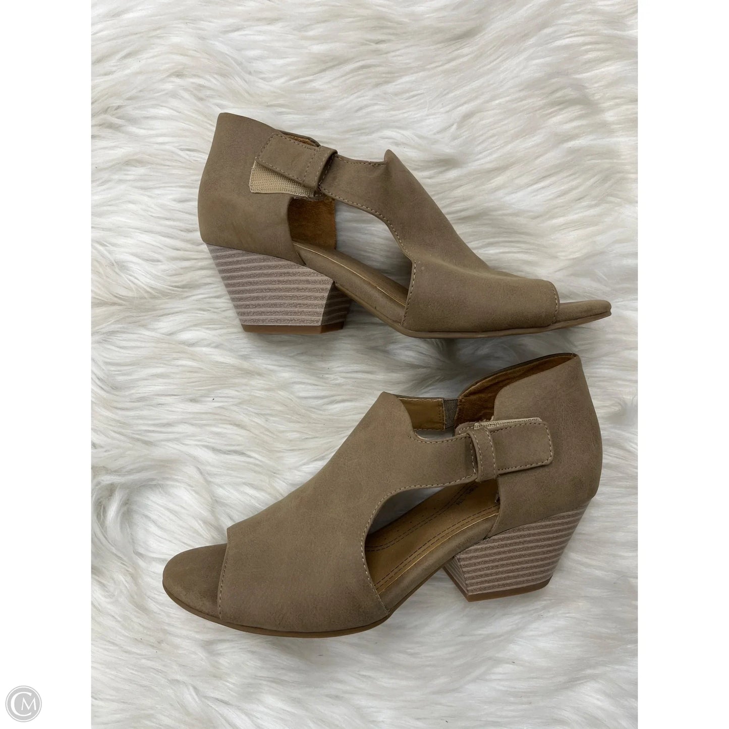 Sandals Heels Block By Natural Soul In Tan, Size: 7