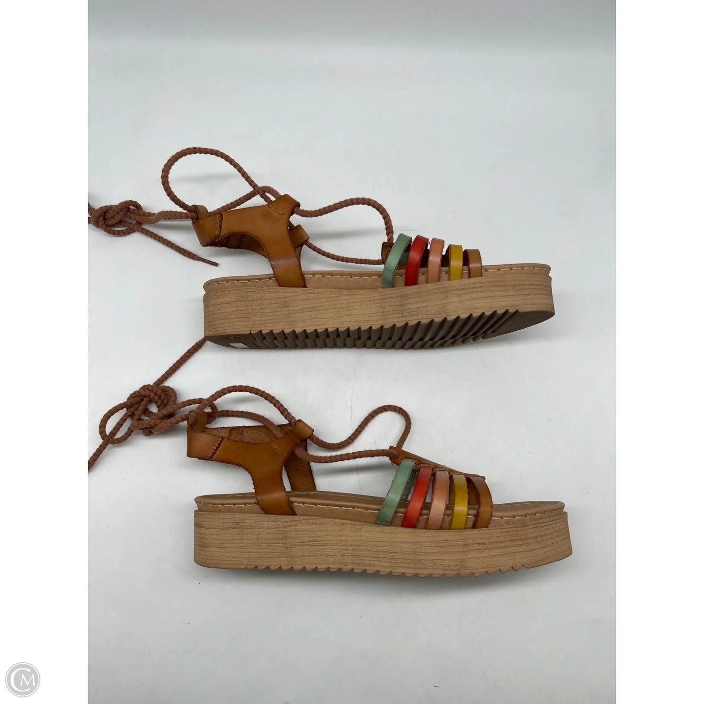 Sandals Heels Block By Clothes Mentor In Tan, Size: 9