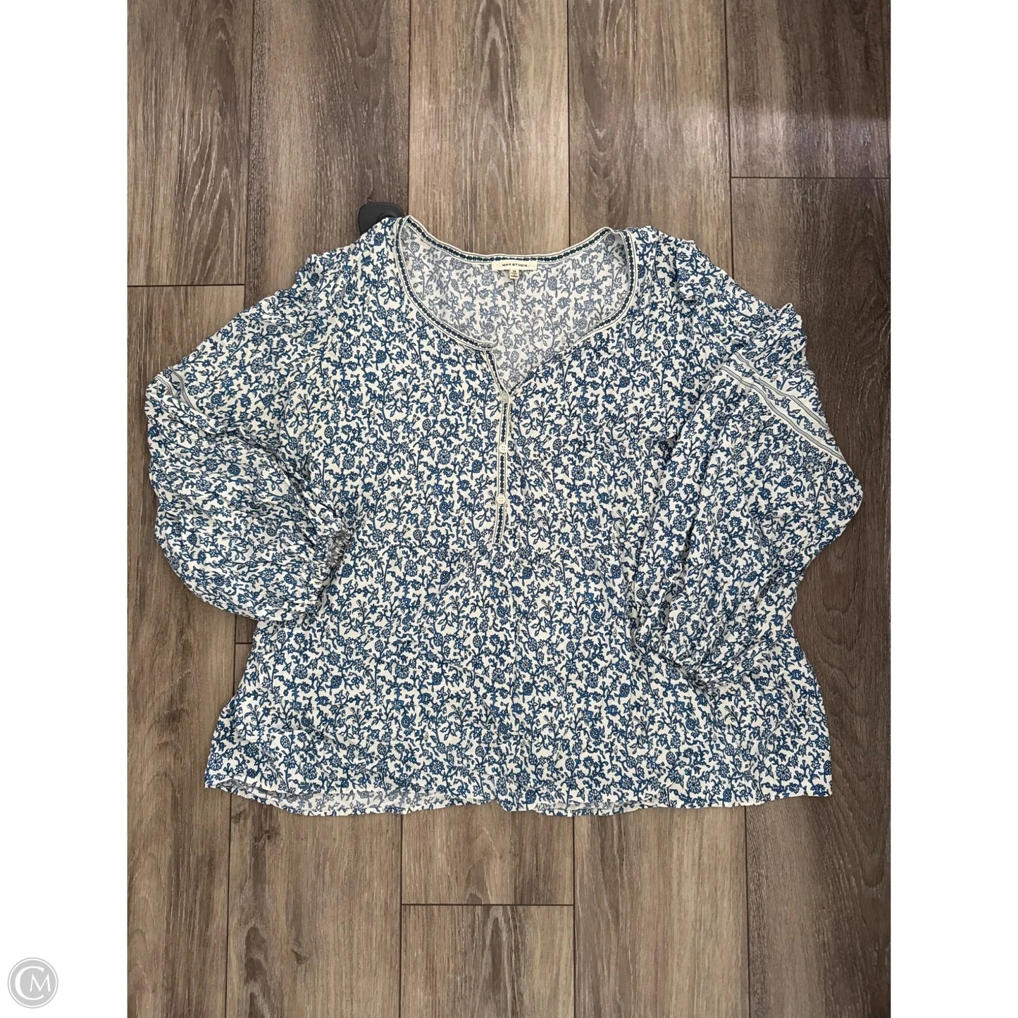 Top Long Sleeve By Max Studio In Blue, Size: 1x