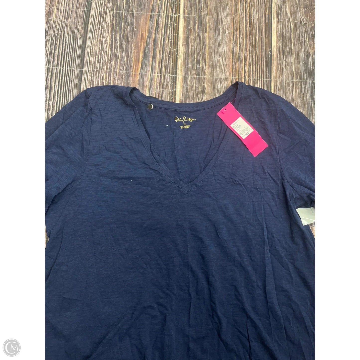 Top 3/4 Sleeve Designer By Lilly Pulitzer In Navy, Size: Xl