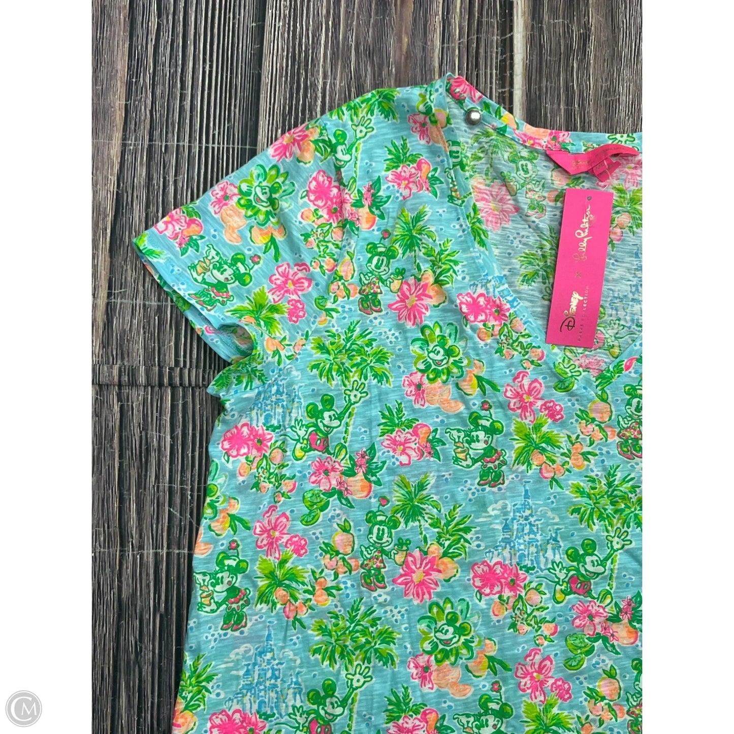 Top Short Sleeve Designer By Lilly Pulitzer In Blue, Size: 1x