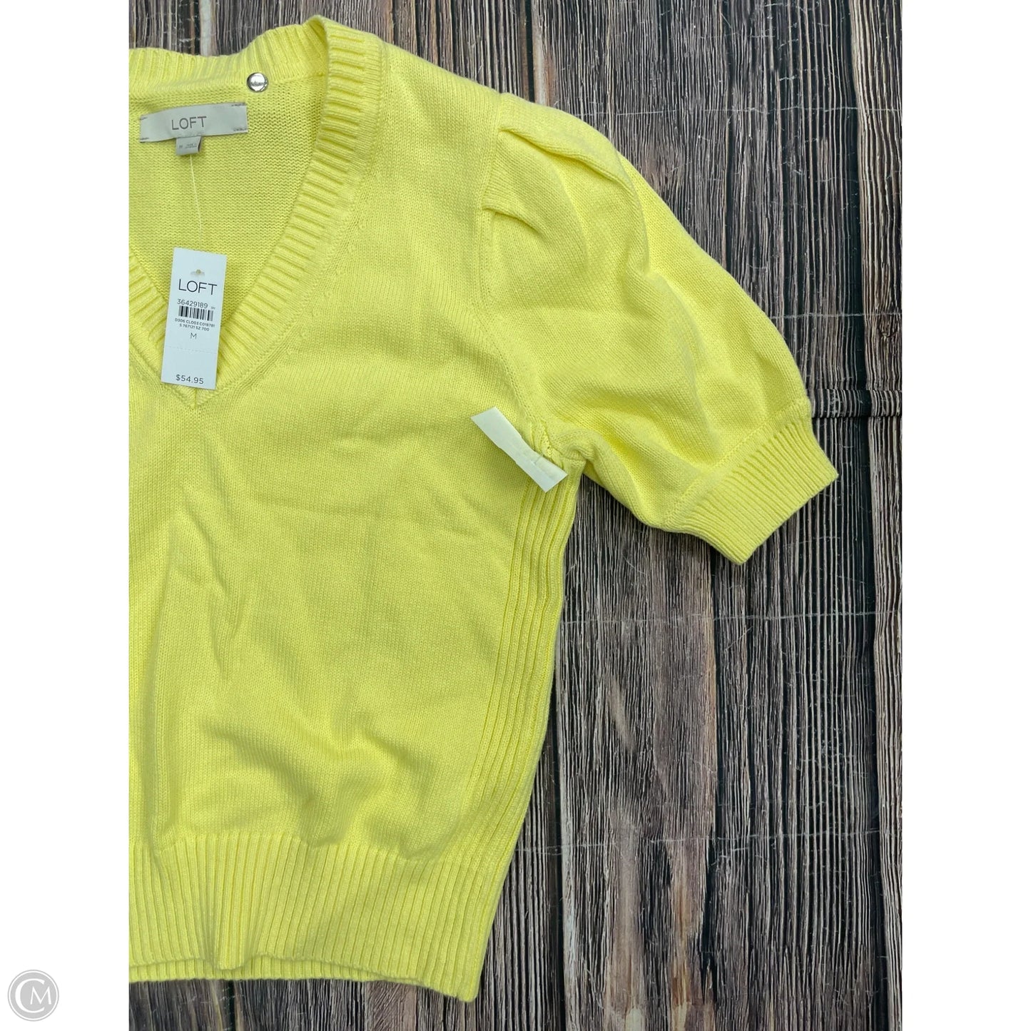 Sweater Short Sleeve By Loft In Yellow, Size: M