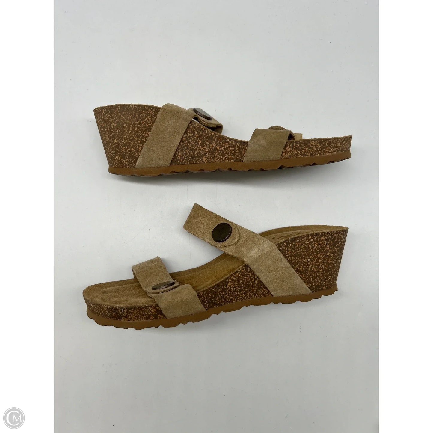 Sandals Heels Wedge By Clothes Mentor In Beige, Size: 7.5