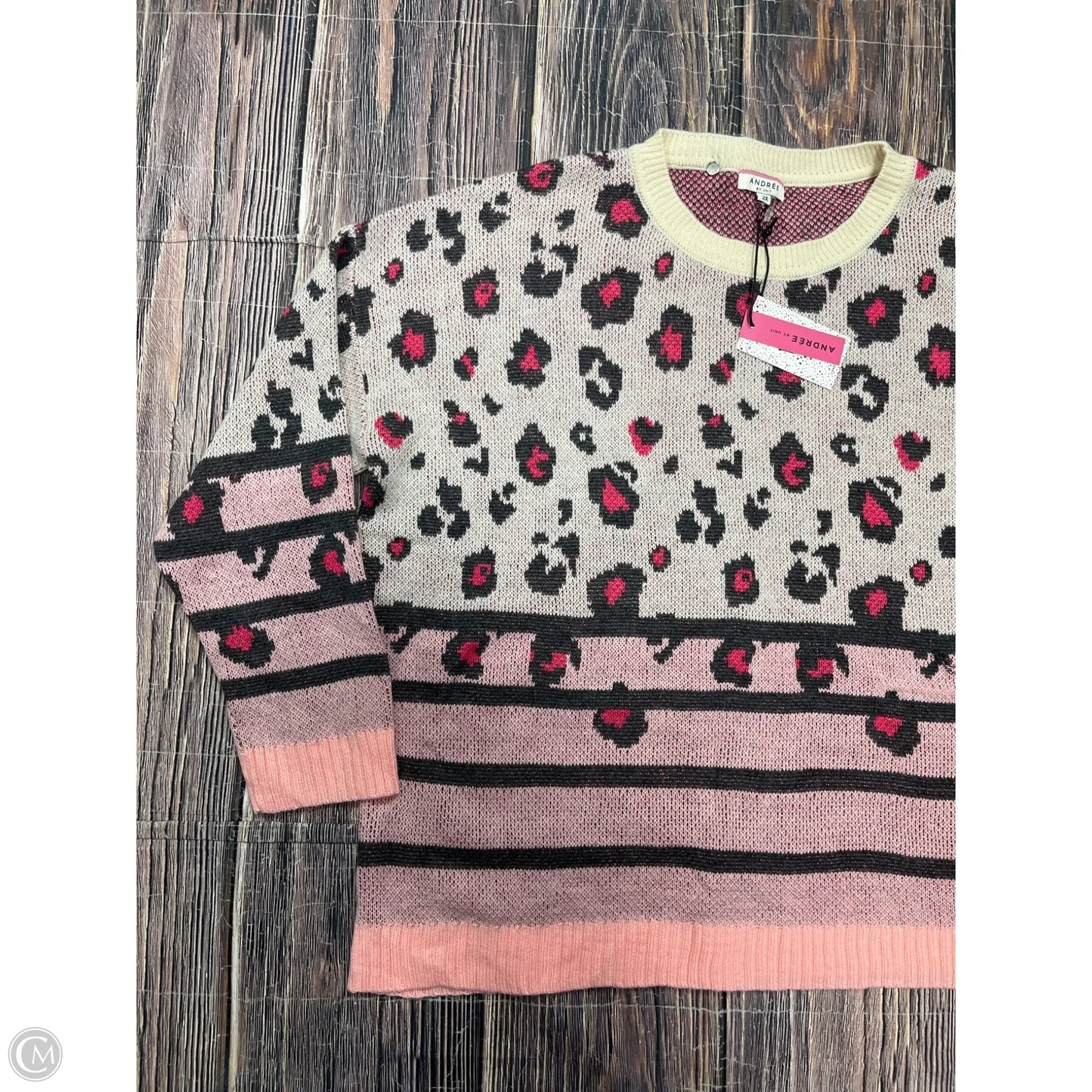 Sweater By Andree By Unit In Pink, Size: 2x