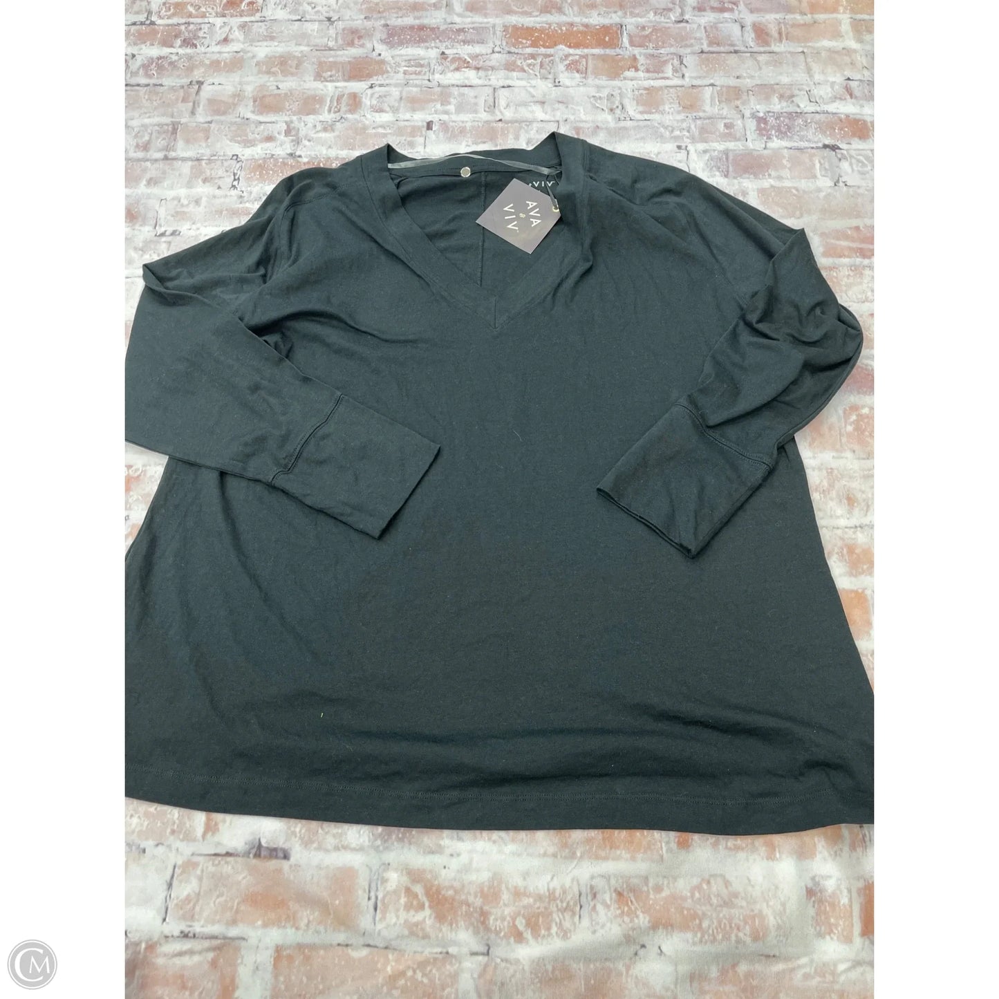 Top Long Sleeve By Ava & Viv In Black, Size: 2x