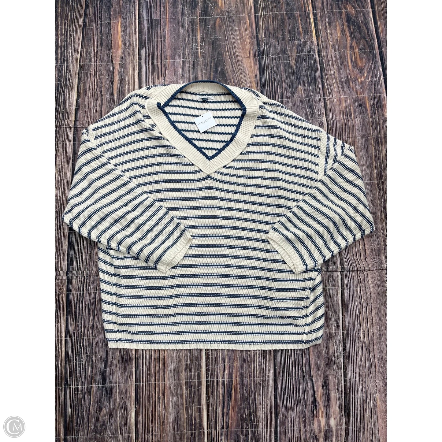Sweater By American Eagle In Blue & White, Size: 1x