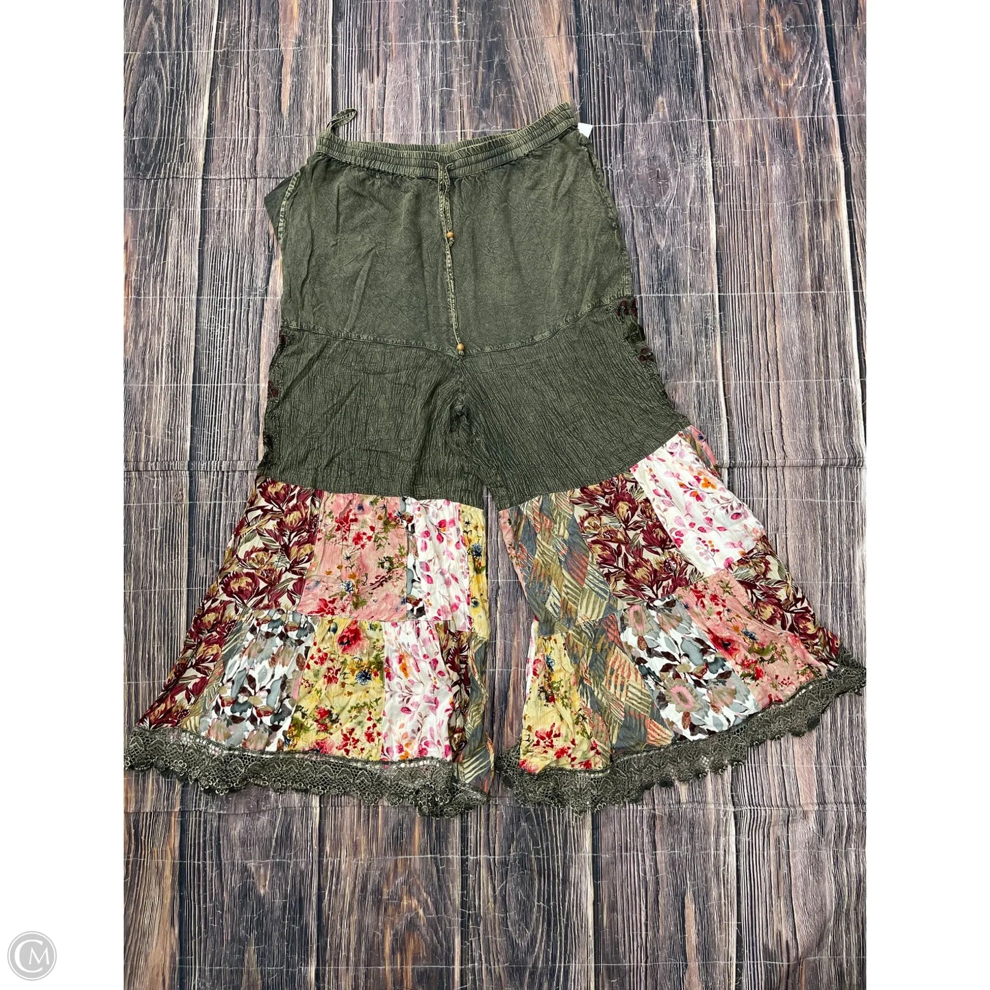 Pants Wide Leg By Young Threads In Green, Size: 1x