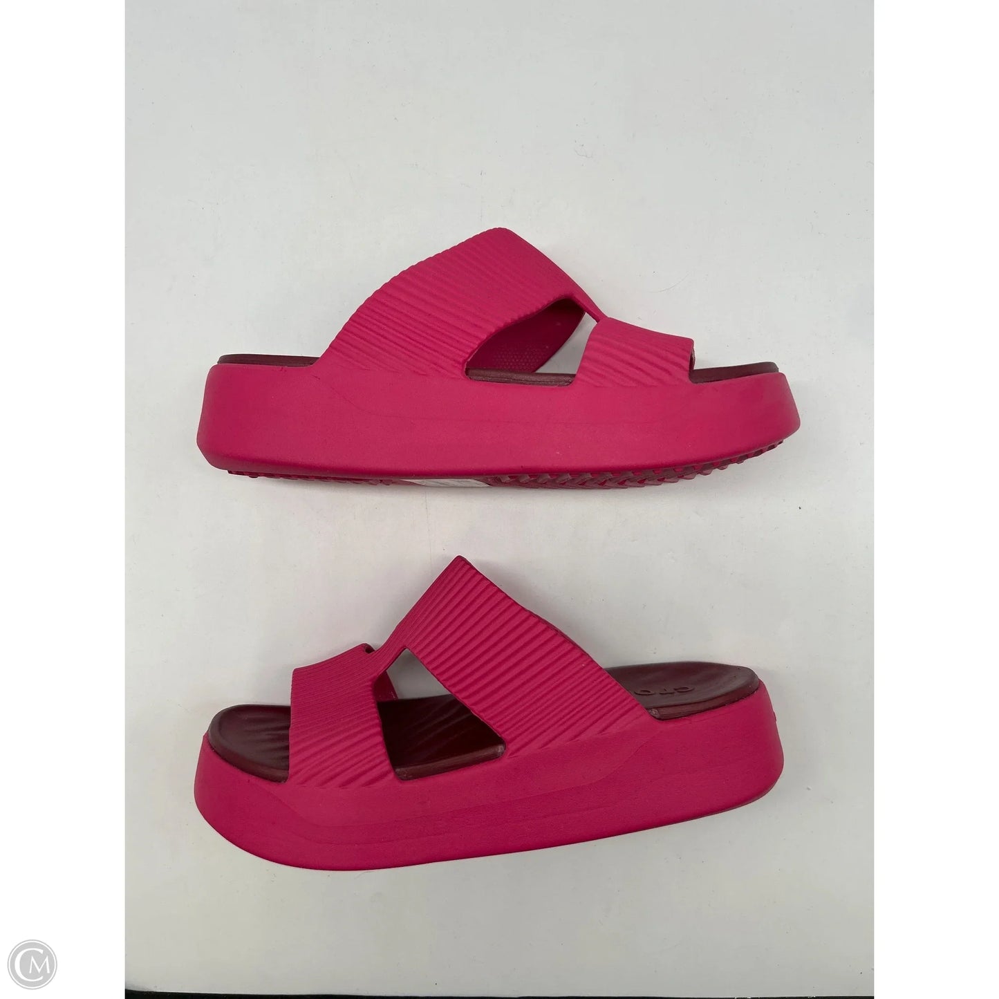 Sandals Heels Platform By Crocs In Pink, Size: 7