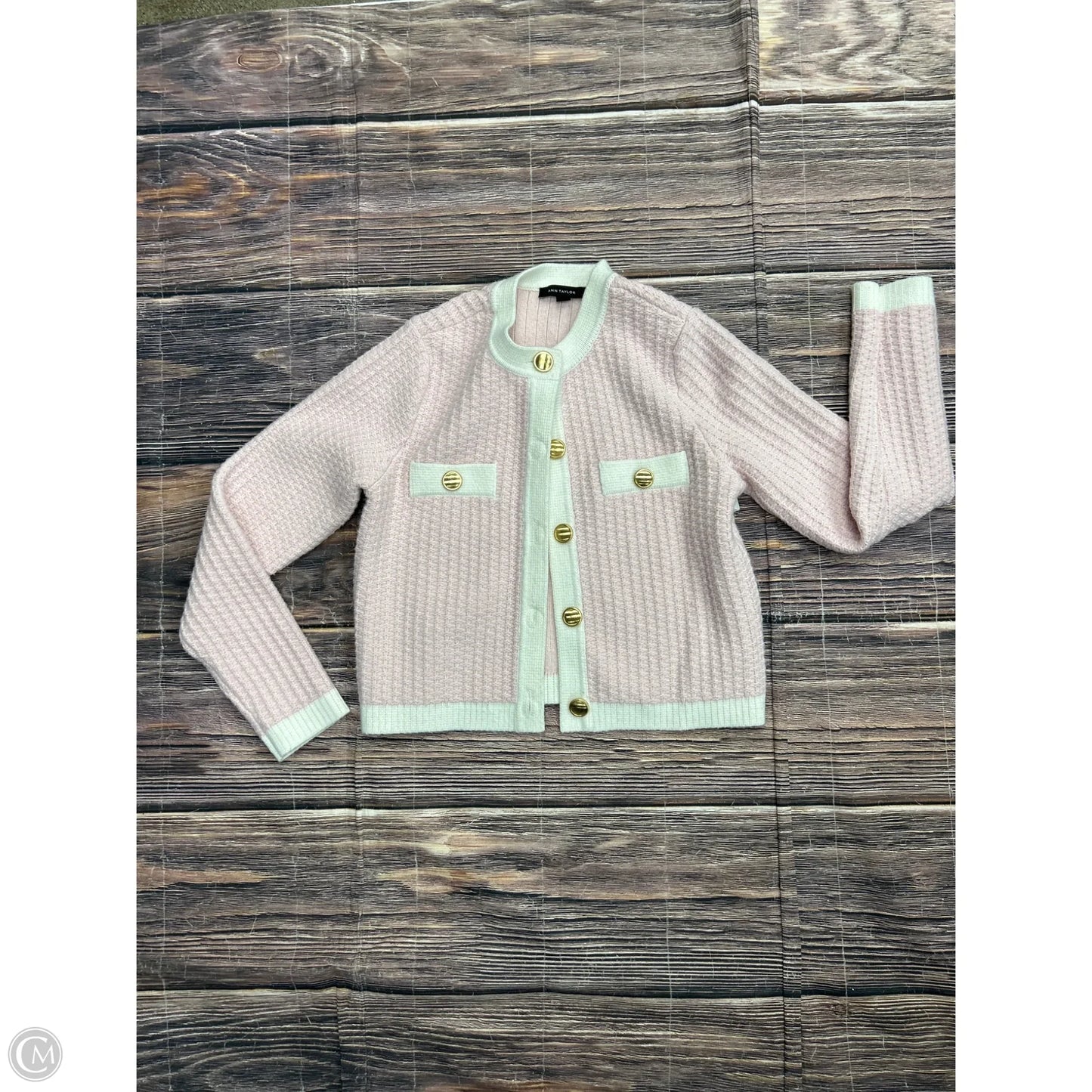 Sweater Cardigan By Ann Taylor In Pink, Size: M