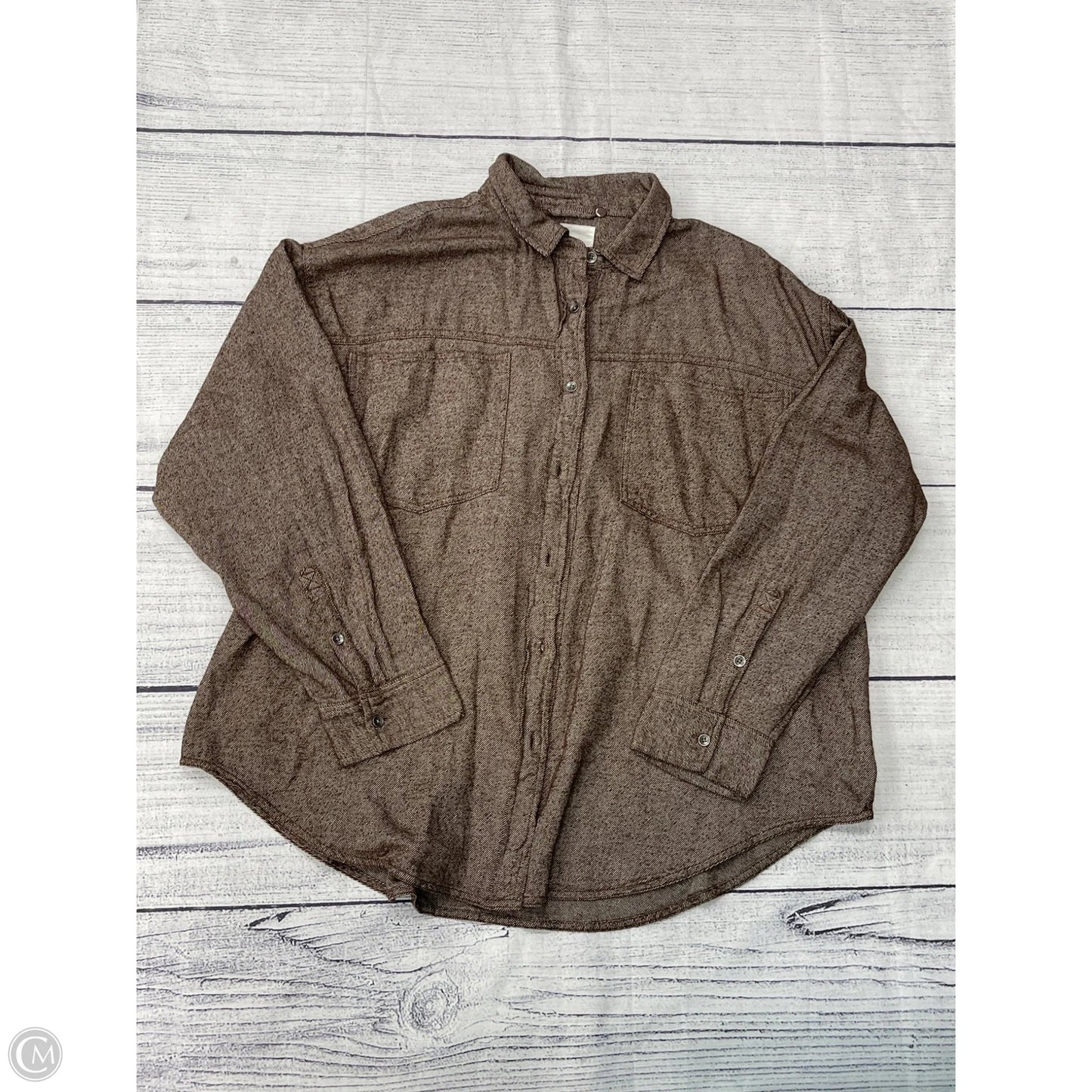 Top Long Sleeve By Aerie In Brown, Size: L