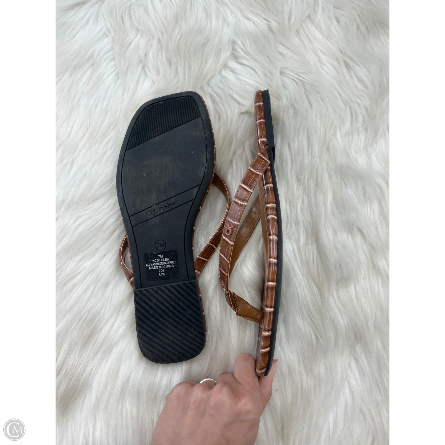 Sandals Flats By Calvin Klein In Brown, Size: 7