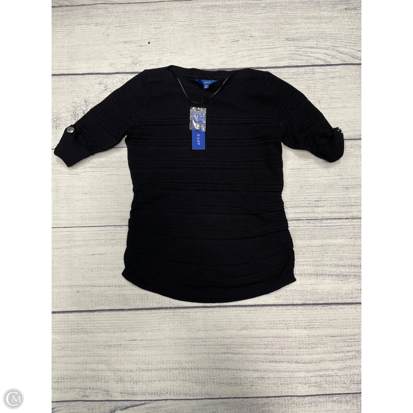 Sweater Short Sleeve By Apt 9 In Black, Size: Xs