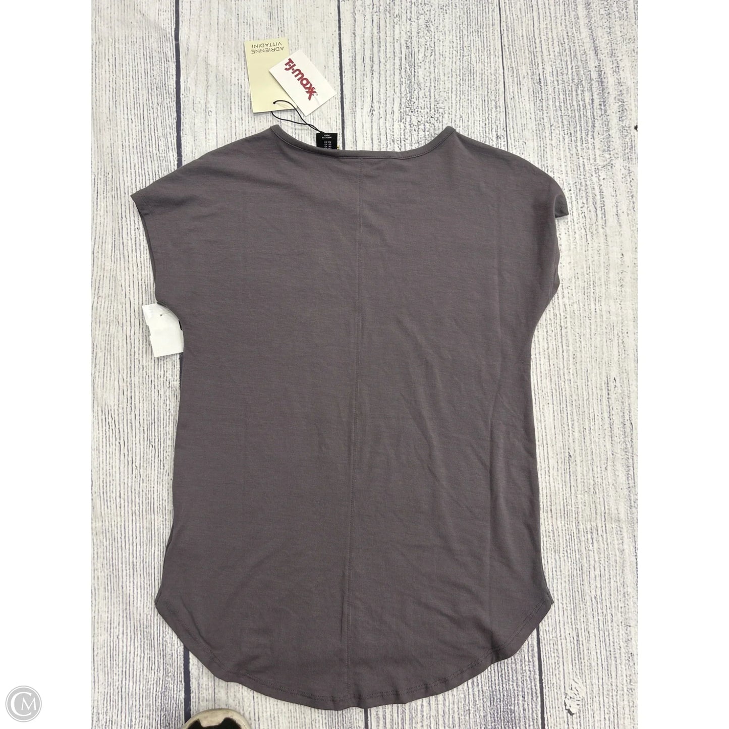 Top Short Sleeve Basic By Adrienne Vittadini In Grey, Size: Xs