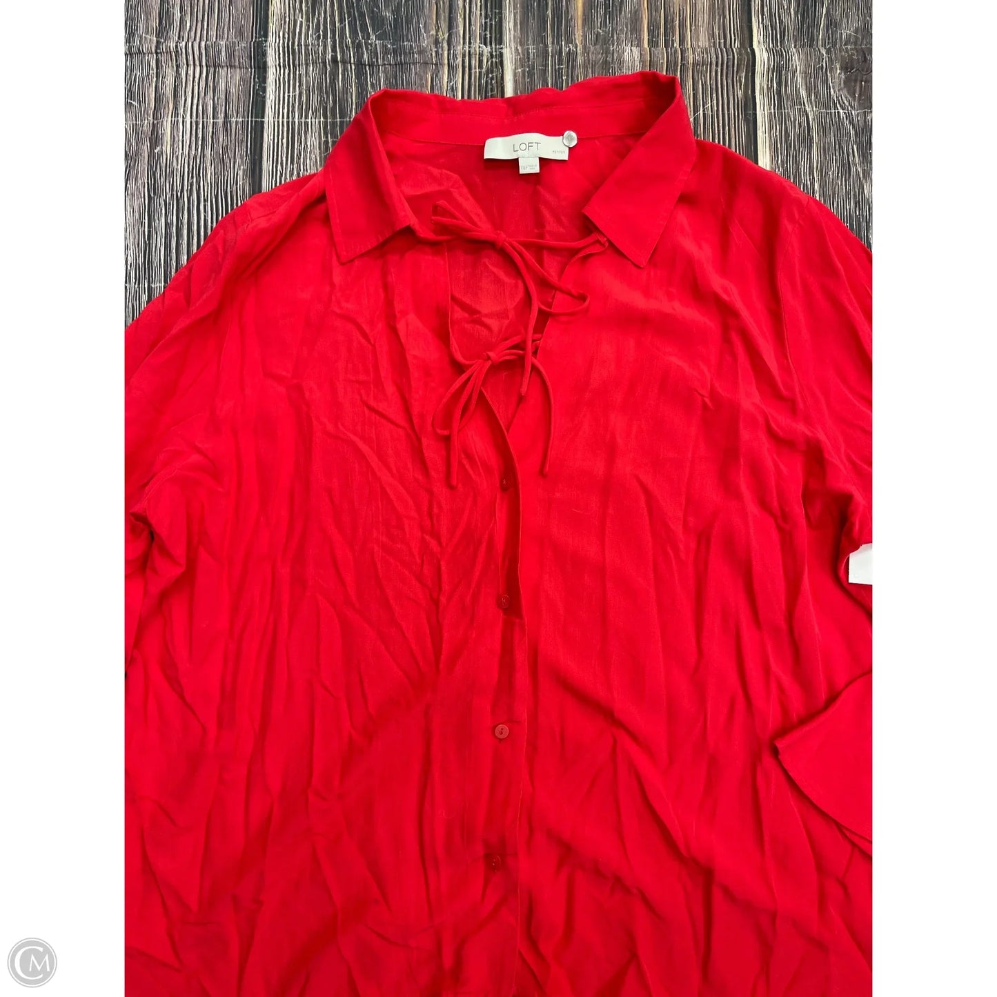 Top Long Sleeve By Loft In Red, Size: 1x Petite