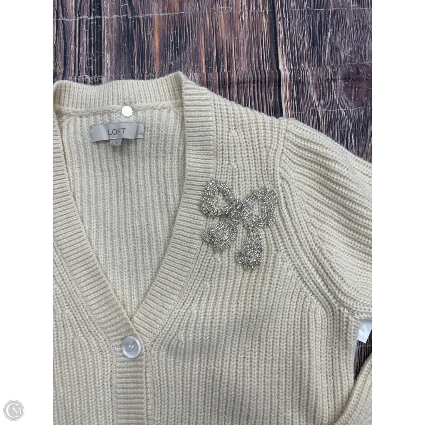 Sweater Cardigan By Loft In Tan, Size: S